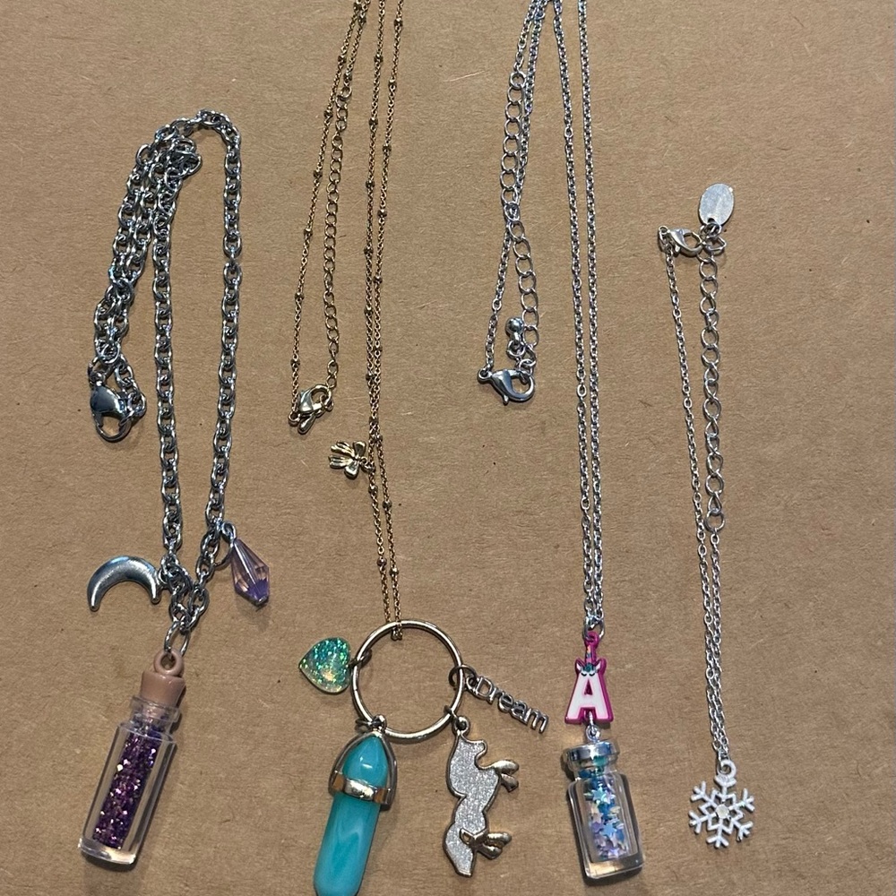 Silver and Gold Charm Necklace Set